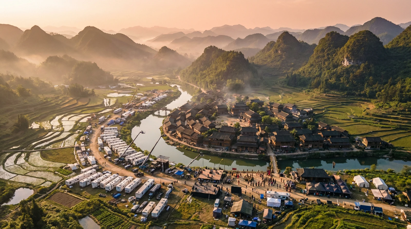 四虎海角社区栏目航拍外景拍摄基地全景